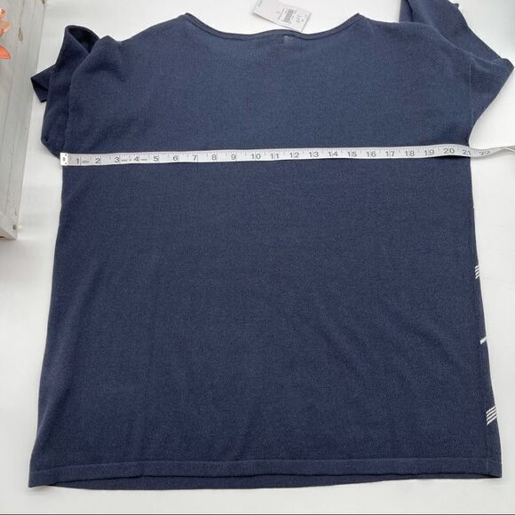 NWT J. Jill Navy/Cream Diagonal Stripe Crew Neck Top Size Small - Picture 7 of 11